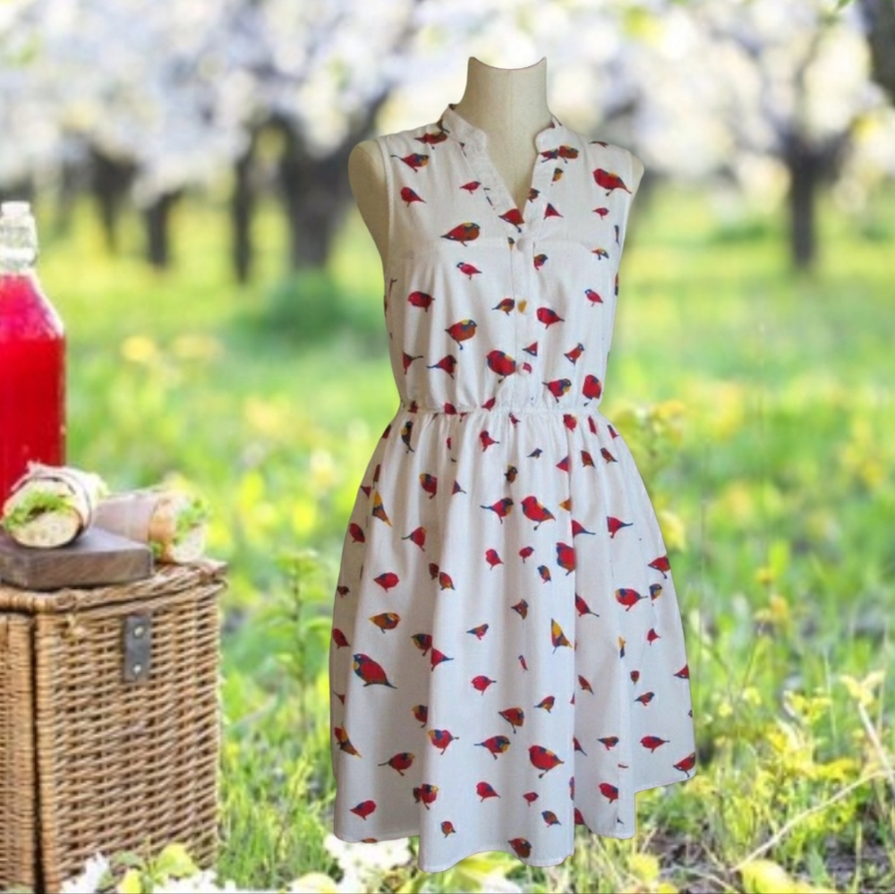 Summer Dress Bird Pattern